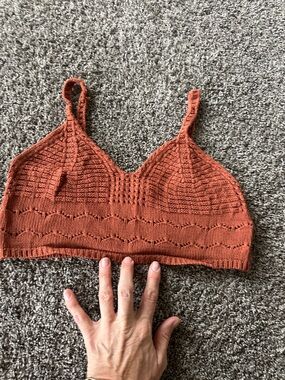 LUSH Small Rust Knit Crochet Bralette Festival Wear